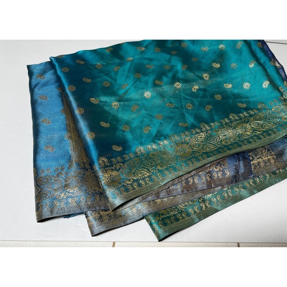 Blue Purple Sari Saree Indian Ethnic Party Bollywood Dress Poshak-e-kas L (READ) - Picture 6 of 11